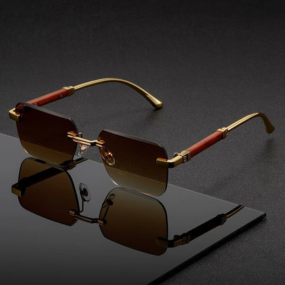 Elegant Unisex Gradient Frameless Fashion Glasses stylish Dark Lenses