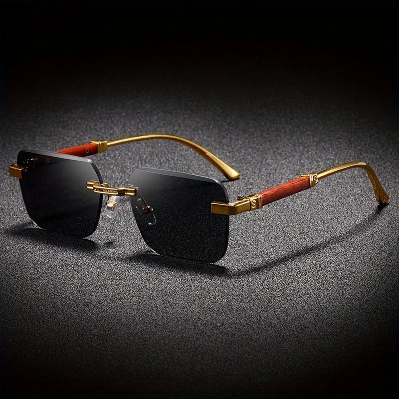 Elegant Unisex Gradient Frameless Fashion Glasses stylish Dark Lenses